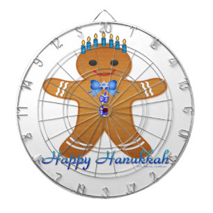 Tablero Dardos Feliz Hanukkah Gingerpão Homem Menorah