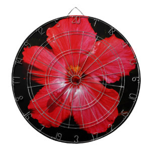 Tablero Dardos Flor de Hibiscus Vermelho Rosa-Quente a Preto