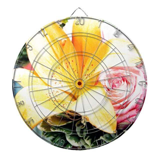 Tablero Dardos flores de casamento rosa laranja estrela lírio ros (Frente)