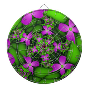 Tablero Dardos Flores Fractais Verdes Rosa-Rosa-Abstrato modernas