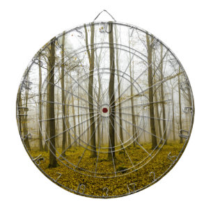 Tablero Dardos Floresta fantástica com neblina e folhas amarelas
