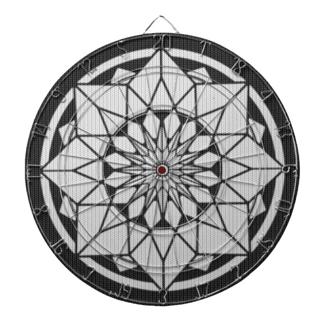 Tablero Dardos Formigueiro de Star Mandala preto e branco (Frente)