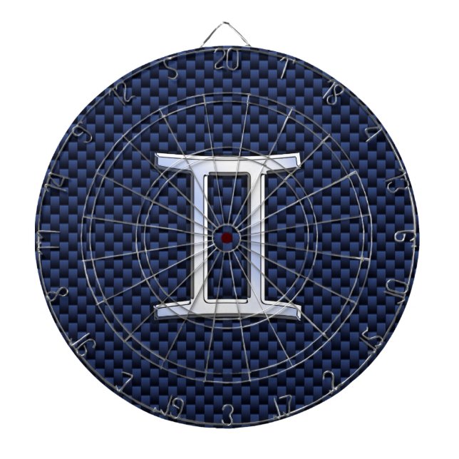 Tablero Dardos Gemini Zodiac Símbolo Marinho Azul Fibra de Carbon (Frente)
