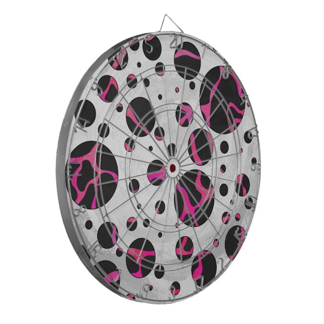 Tablero Dardos Girafa Impressão Rosa Choque e Preto (Frente Esquerda)