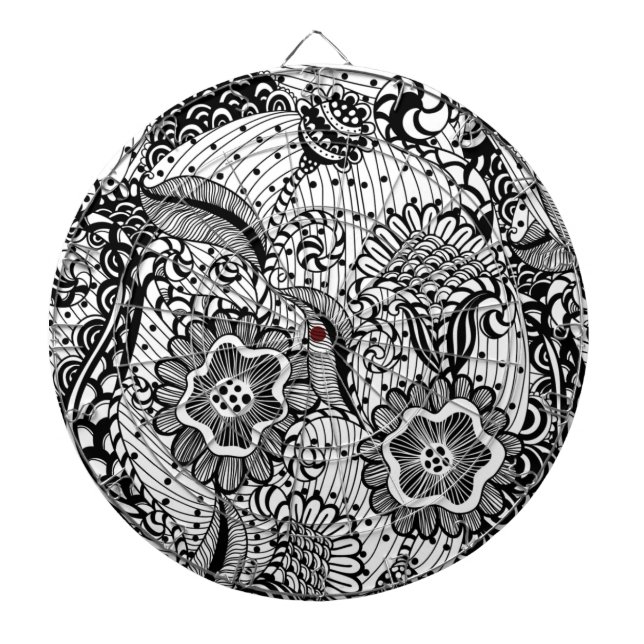 Tablero Dardos Girly Abstrato Floral (Frente)