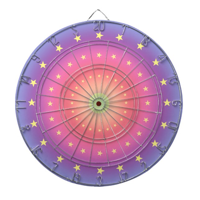 Tablero Dardos Gradiente de Pastel com Estrelas (Frente)