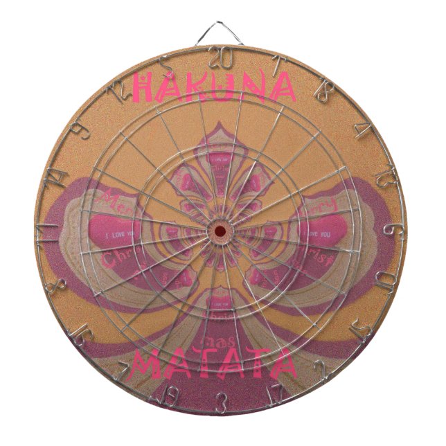 Tablero Dardos Hakuna Matata Feliz design de corações de Natal (Frente)