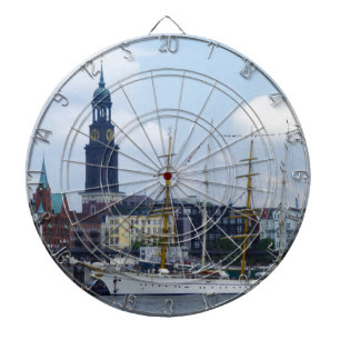 Tablero Dardos Hamburg Harbour Hafen Michel Alemanha Schiffe