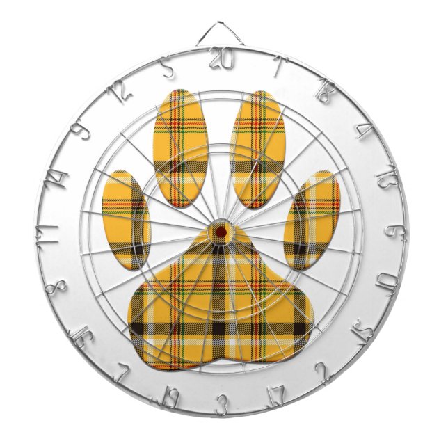 Tablero Dardos Impressão da Pata de Cachorro de Tartan (Frente)