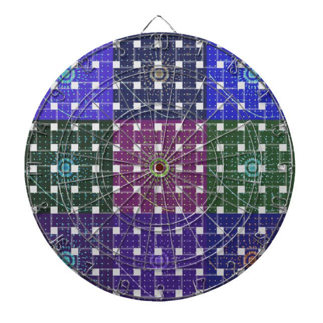 Tablero Dardos Impressão de Arte Azul e Roxo Verificado (Frente)