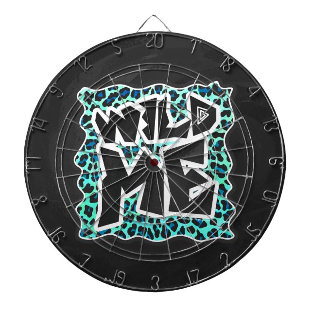 Tablero Dardos Impressão de Leopardo Negro e Teal (Frente)