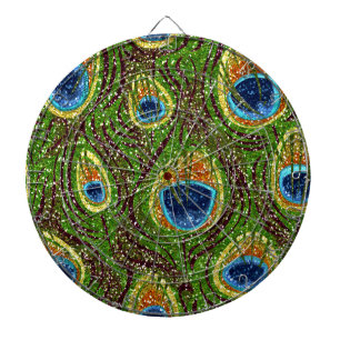 Tablero Dardos Impressão de Penas de Peacock Coloridas