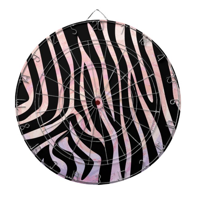 Tablero Dardos Impressão de Zebra Preta e Rosa (Frente)