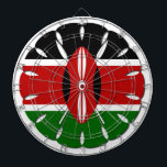 Tablero Dardos Jambo Kenyan Flag<br><div class="desc">Jambo Kenyan Flag. Linda bandeira queniana redonda com buracos ovais perto da margem. A famosa cor vermelha na bandeira do Quênia simboliza o sangue que foi derramado durante a luta pela independência sob o regime britânico da África Oriental para ganhar liberdade. Por outro lado, a cor negra na bandeira queniana...</div>