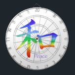Tablero Dardos Kanji Peace Symbol in Chakra Colors<br><div class="desc">Funciona em qualquer cor de fundo e parece dramática e linda. Você pode adicionar texto, que funciona especialmente bem nas cartas, e você pode mover o design, mudando seu tamanho. O caráter chinês para a Paz é absolutamente espantoso nesta série, uma vez que o reinventámos num arco-íris de cores saturadas....</div>