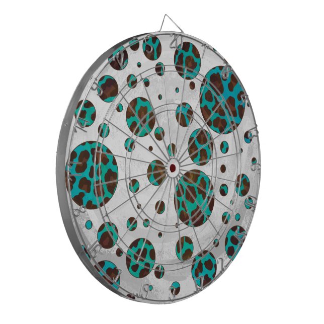 Tablero Dardos Leopard Brown e Teal PrintPolka Pontos (Frente Esquerda)