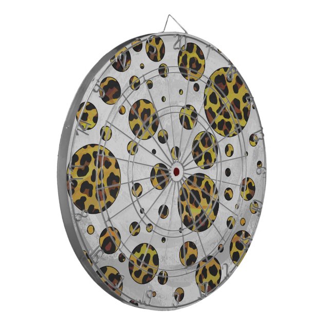 Tablero Dardos Leopardo Castanho e Bolinhas Amarela (Frente Esquerda)