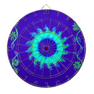 Tablero Dardos Linda pintura de óleo de arte azul iridescente