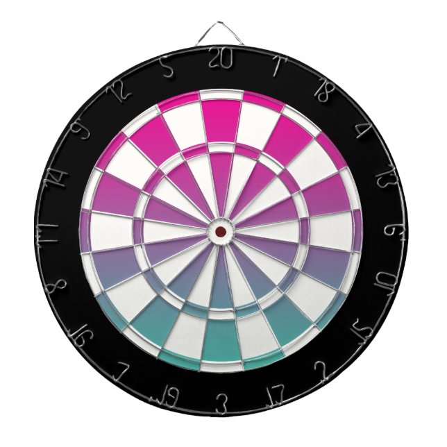 Tablero Dardos Magenta, Roxo, Preto E Branco (Frente)