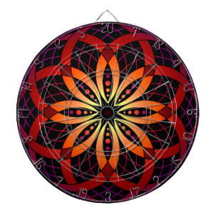 Tablero Dardos Mandala geométrica Dourada de roxo laranja radiant