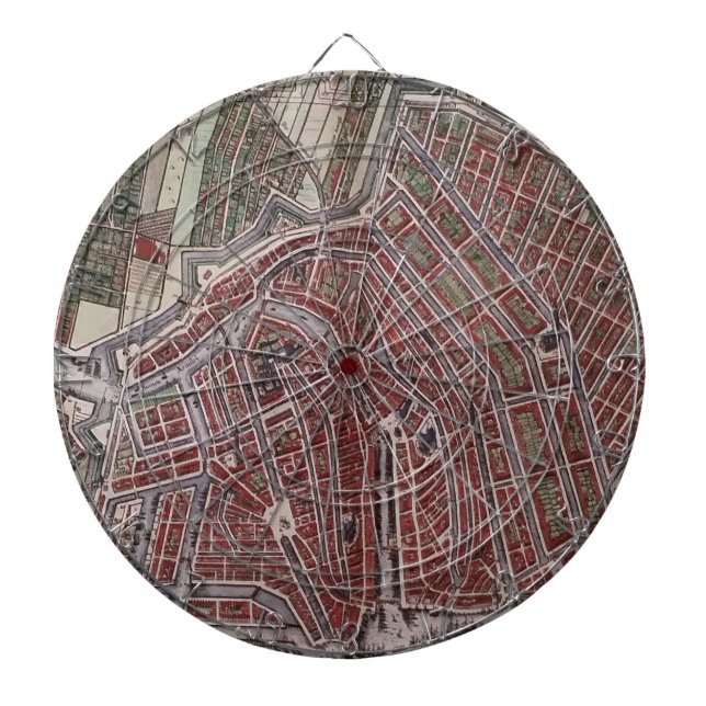 Tablero Dardos Mapa da cidade de réplica de Amsterdã 1652 (Frente)