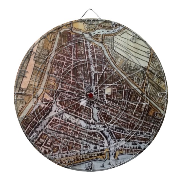 Tablero Dardos Mapa da cidade de réplica de Roterdão 1652 (Frente)