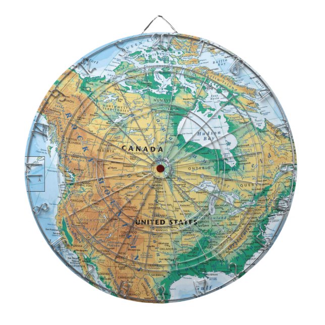 Tablero Dardos Mapa de America do Norte (Frente)