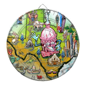 Tablero Dardos Mapa de Cartoons de Austin Texas
