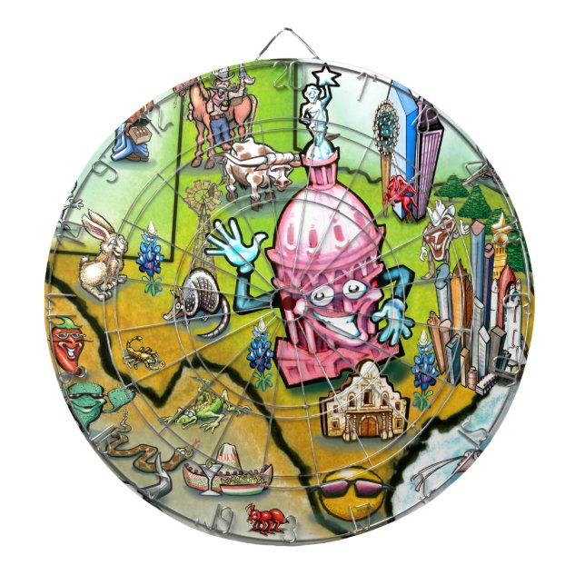 Tablero Dardos Mapa de Cartoons de Austin Texas (Frente)