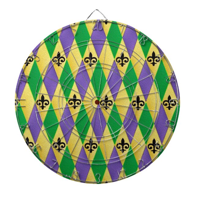 Tablero Dardos Mardi Gras Harlequin Fleur De Lis (Frente)