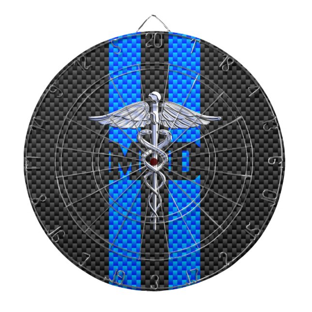 Tablero Dardos Médico MD Caduceus sobre Estilo de Fibra de Carbon (Frente)
