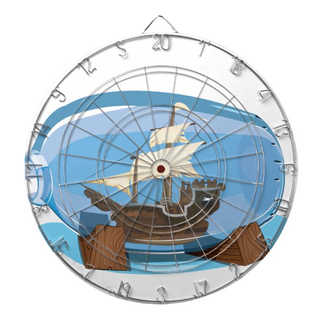Tablero Dardos Navio numa Garrafa no mar (Frente)