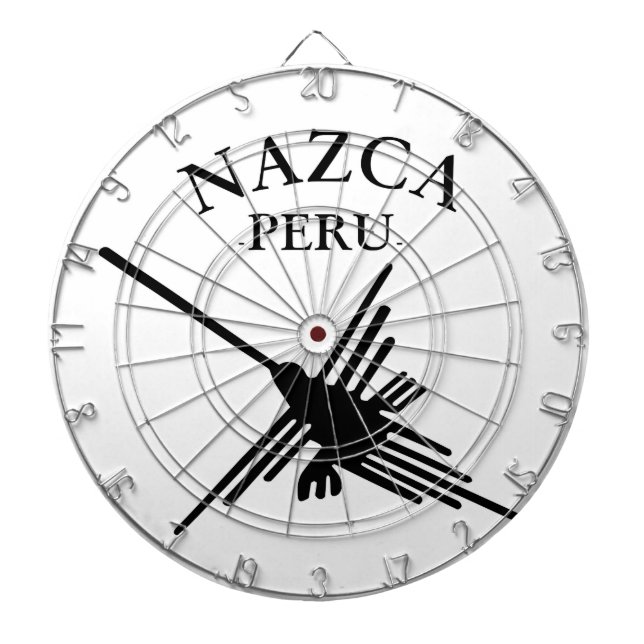 Tablero Dardos Nazca Peru Hummingbird com texto curvo (Frente)