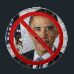 Tablero Dardos Nenhum conselho de dardo de Obama<br><div class="desc">Este conselho de dardo acenderá certamente acima do partido, e pode conduzir a algumas "discussões políticas", mas é divertimento de qualquer maneira! O retrato presidencial oficial do presidente Obama com o vermelho clássico "não" assina-o sobre.</div>