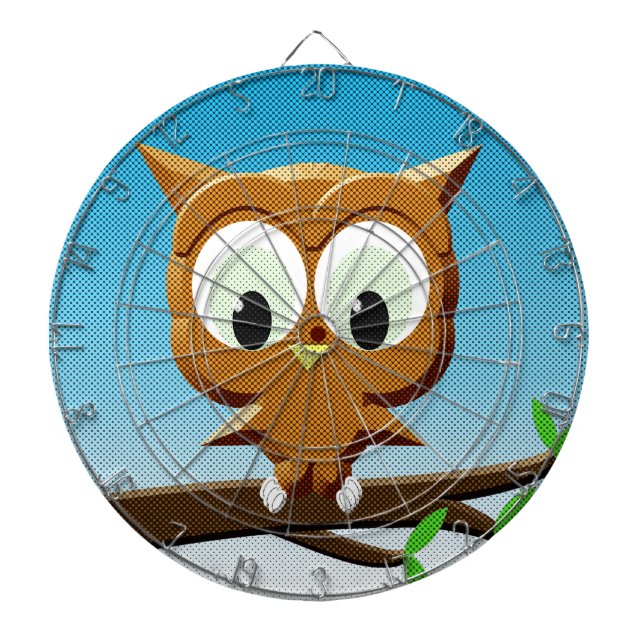 Tablero Dardos Newsprint Cartoon Owl (Frente)