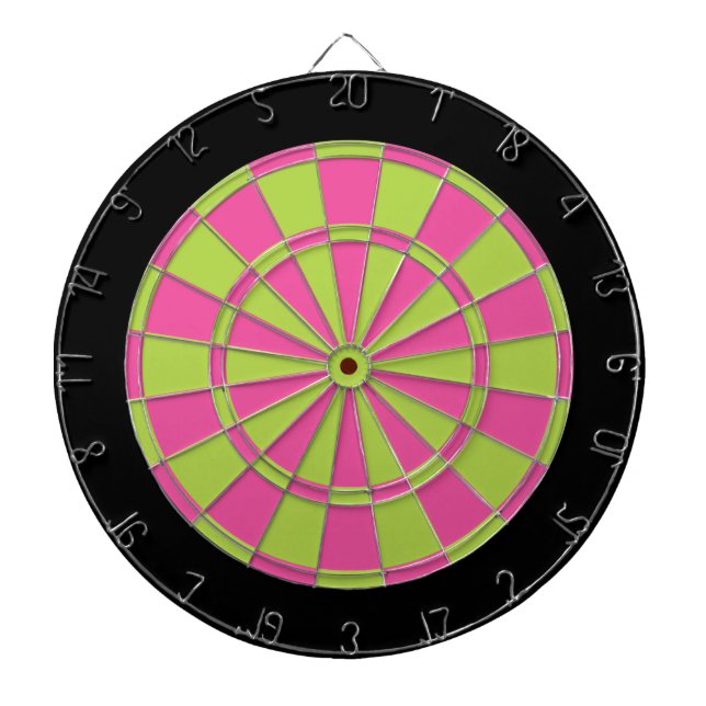Tablero Dardos O conselho de dardo: Verde limão, rosa, e preto (Frente)