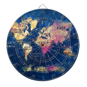 Tablero Dardos OCEANOS e continentes do mapa do mundo