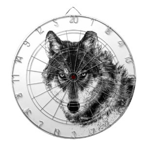 Tablero Dardos Olhos do Lobo Inspirador Branco Preto