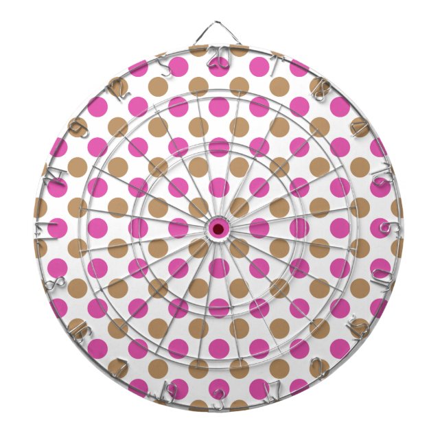 Tablero Dardos Padrão de bolinhas castanho e rosa (Frente)