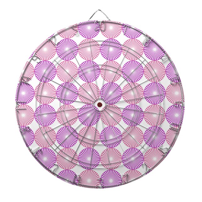 Tablero Dardos Padrão de círculos rosa e roxo (Frente)
