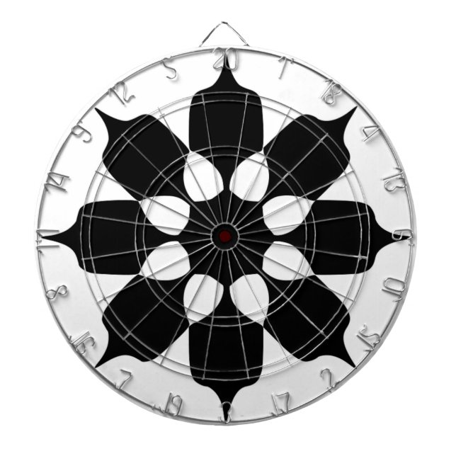 TABLERO DARDOS PADRÃO DE FLOR PRETO E BRANCO (Frente)