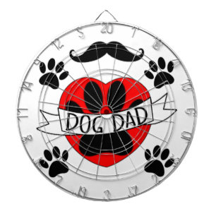 Tablero Dardos Pai Cão E Desenho Coração Vermelho