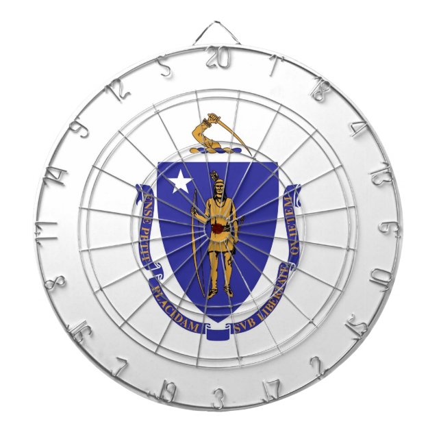 Tablero Dardos Painel com Bandeira de Massachusetts, EUA (Frente)