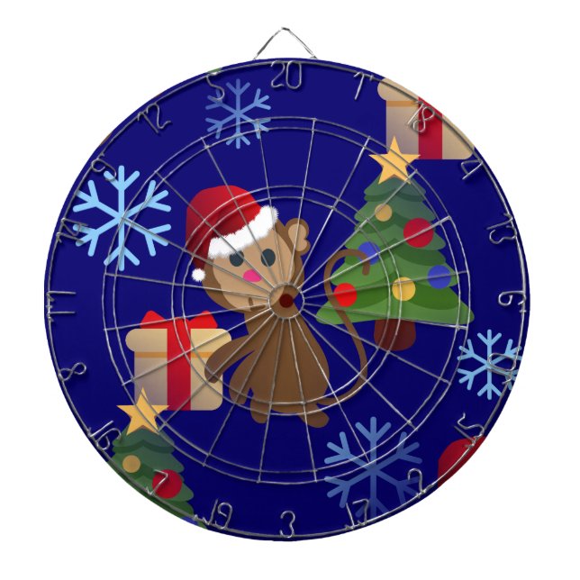 Tablero Dardos papai noel de natal, macaco emoji (Frente)