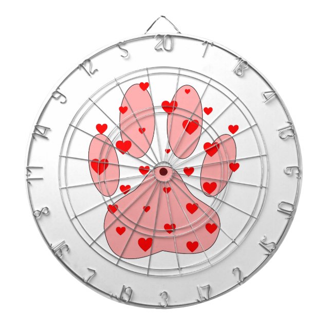 Tablero Dardos Pata Rosa Imprimida Com Corações (Frente)