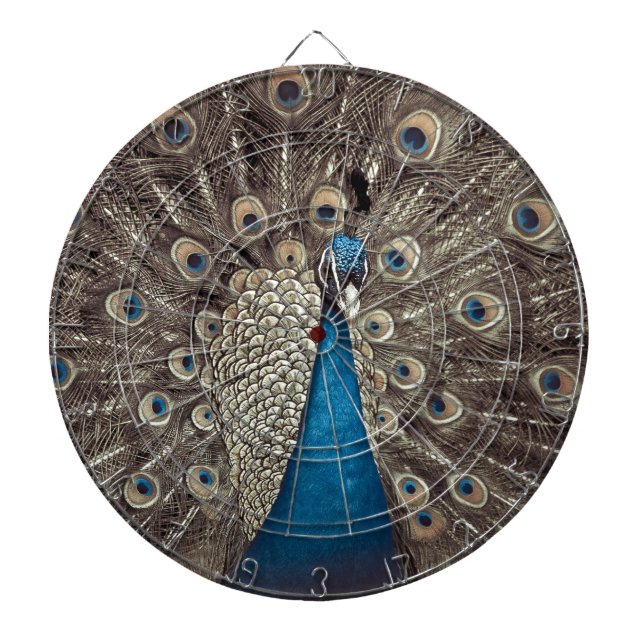 Tablero Dardos Pavão Azul Antiquado (Frente)
