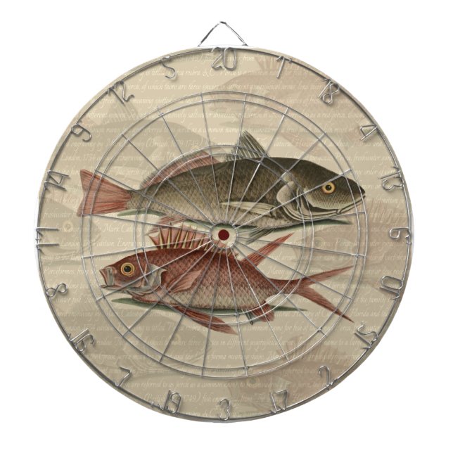 Tablero Dardos Peixe Red Perch Pescador Art (Frente)