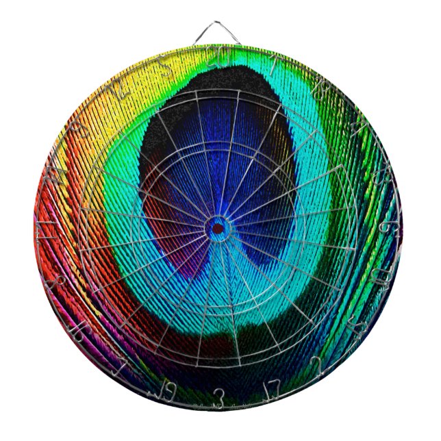 Tablero Dardos Pena de Peacock Vibrante (Frente)