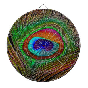 Tablero Dardos Penas de Peacock de Cobre Vibrantes