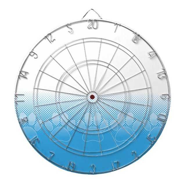 Tablero Dardos Pinturas Azuis E Brancas Com Fundo De Jornais (Frente)